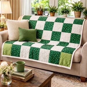 Vintage Irish Blessing Quilt 42” x 52” Green Patchwork Cotton Throw St Patrick’s